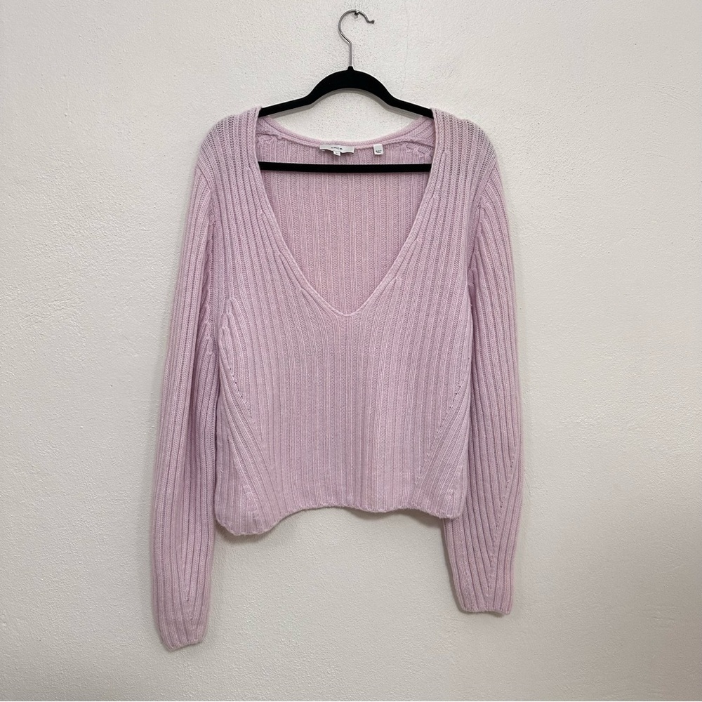 Vince Full Sleeve Fitted V-neck Wool Sweater